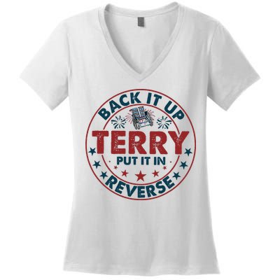 Back Up Terry Put It In Reverse Firework Vintage 4th Of July Women's V-Neck T-Shirt