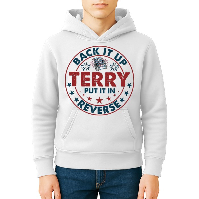 Back Up Terry Put It In Reverse Firework Vintage 4th Of July Kids Hoodie