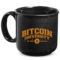 Bitcoin University To The Moon, Funny Distressed College BTC 15oz Campfire Ceramic Mug
