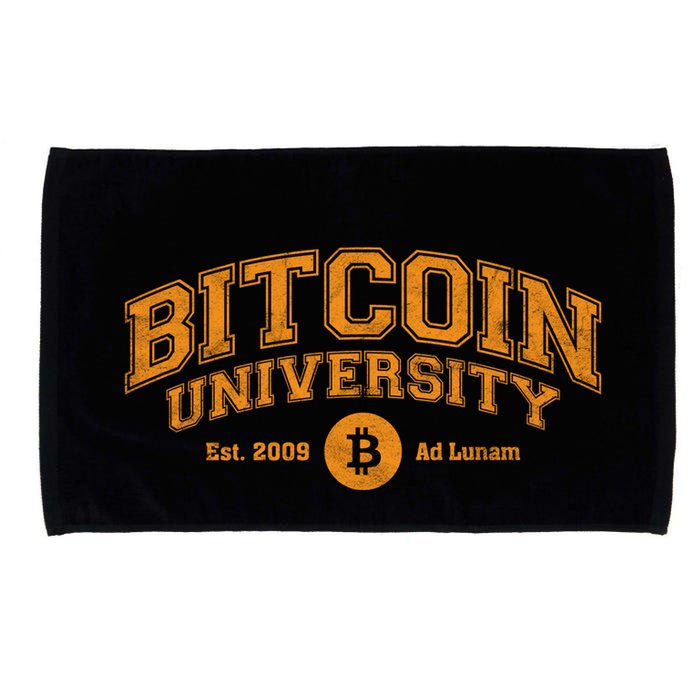 Bitcoin University To The Moon, Funny Distressed College BTC Microfiber Hand Towel