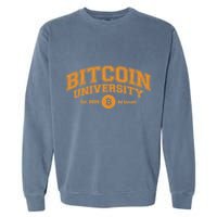 Bitcoin University To The Moon, Funny Distressed College BTC Garment-Dyed Sweatshirt