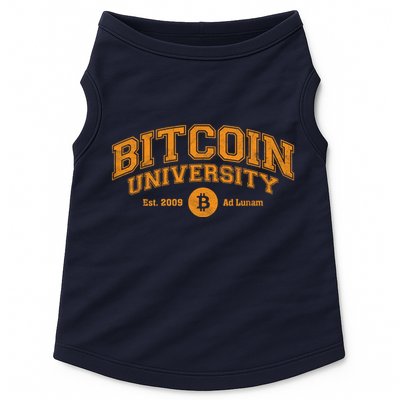 Bitcoin University To The Moon, Funny Distressed College BTC Doggie Tank