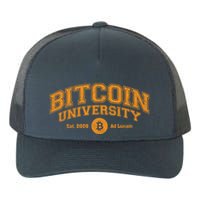 Bitcoin University To The Moon, Funny Distressed College BTC Yupoong Adult 5-Panel Trucker Hat