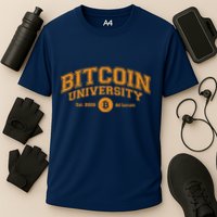 Bitcoin University To The Moon, Funny Distressed College BTC Performance Shirt