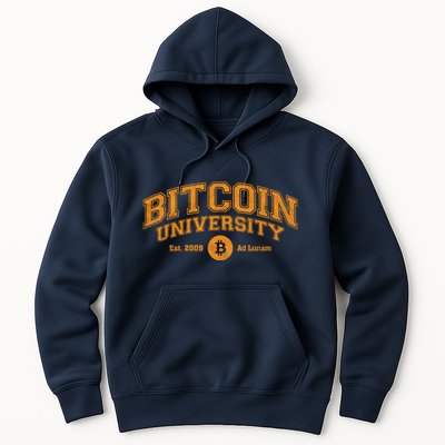 Bitcoin University To The Moon, Funny Distressed College BTC Hoodie