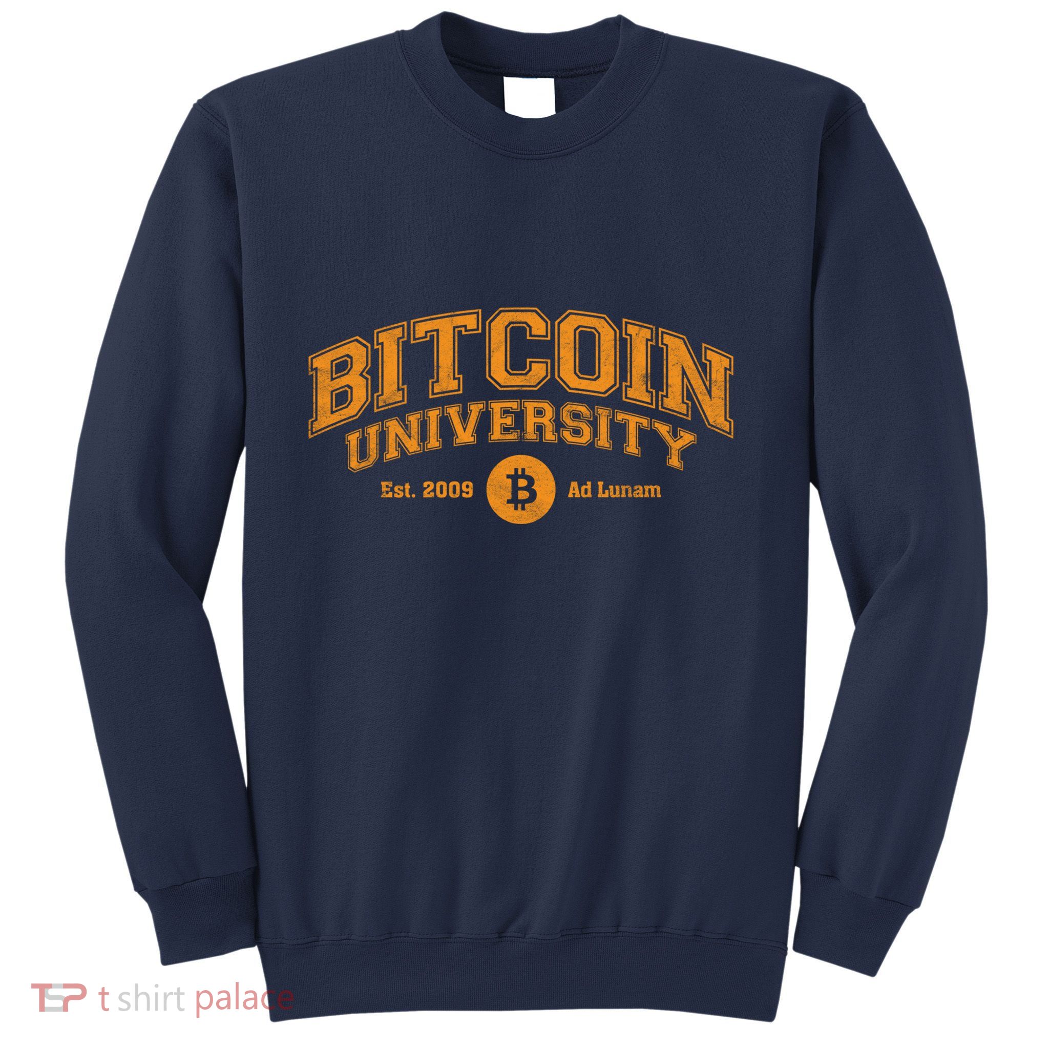 Bitcoin University To The Moon, Funny Distressed College BTC Sweatshirt