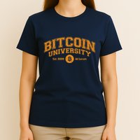 Bitcoin University To The Moon, Funny Distressed College BTC T-Shirt