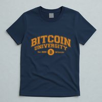 Bitcoin University To The Moon, Funny Distressed College BTC T-Shirt