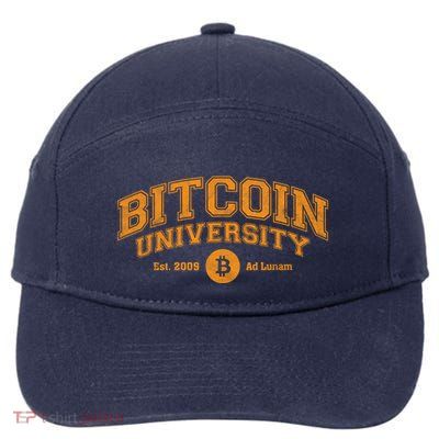Bitcoin University To The Moon, Funny Distressed College BTC 7-Panel Snapback Hat