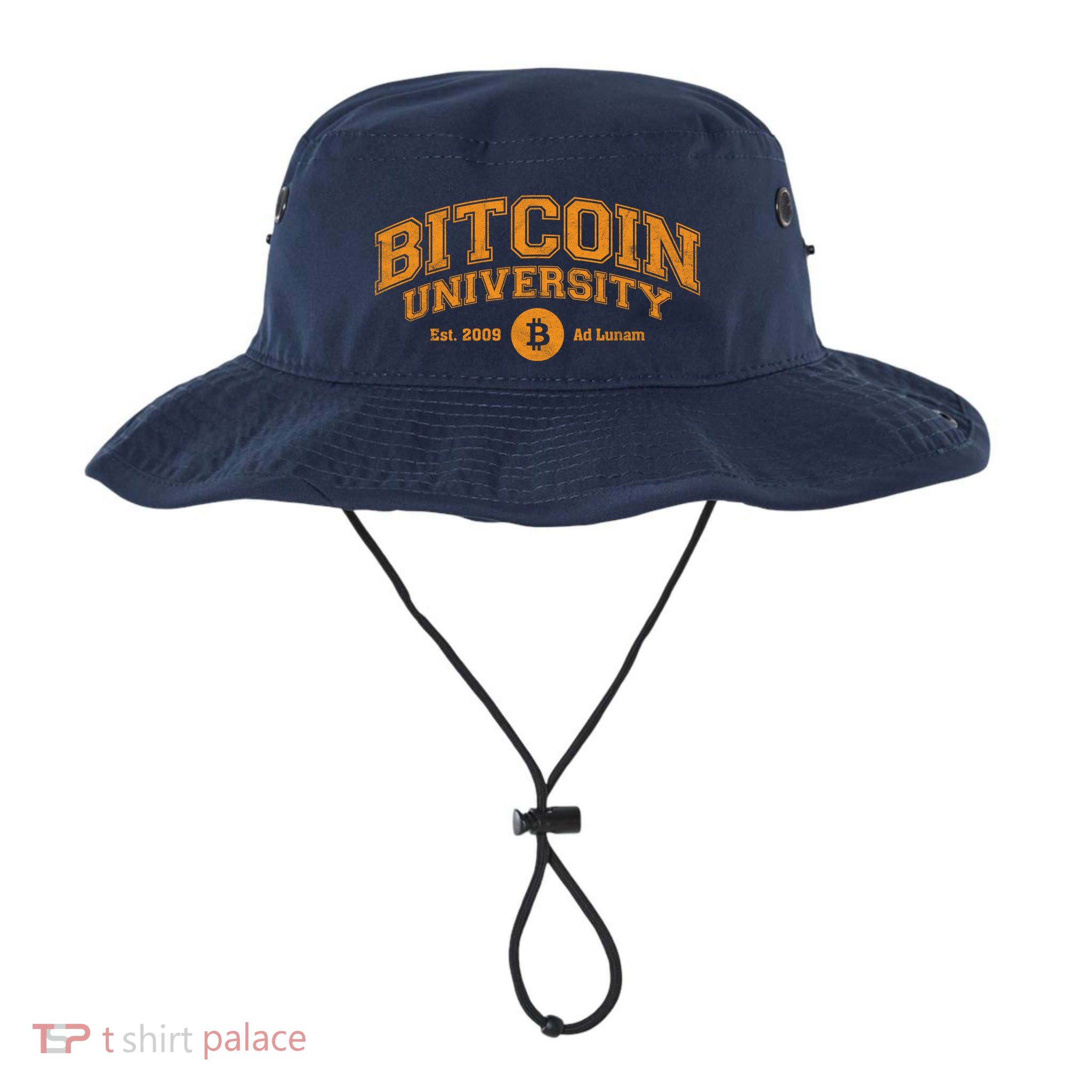 Bitcoin University To The Moon, Funny Distressed College BTC Bucket Hat