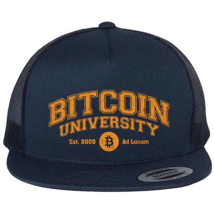 Bitcoin University To The Moon, Funny Distressed College BTC Flatbill Hat
