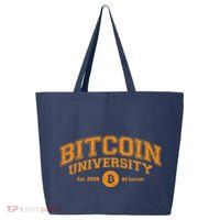 Bitcoin University To The Moon, Funny Distressed College BTC 25L Jumbo Tote