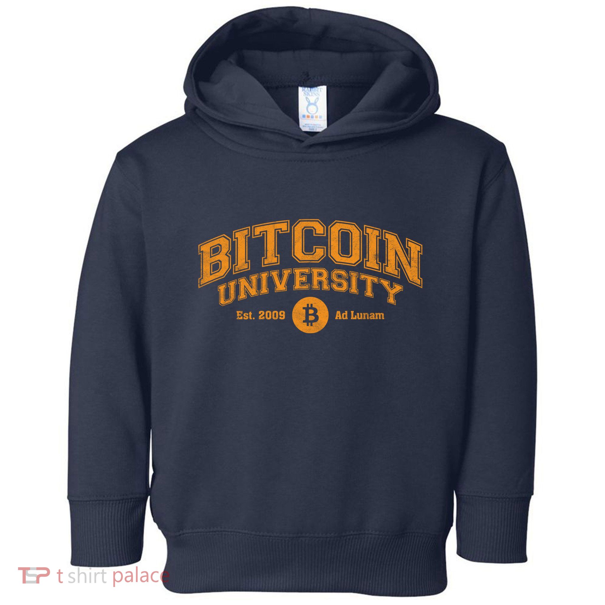 Bitcoin University To The Moon, Funny Distressed College BTC Toddler Hoodie