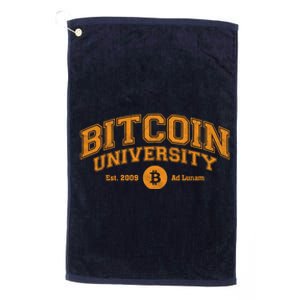 Bitcoin University To The Moon, Funny Distressed College BTC Platinum Collection Golf Towel