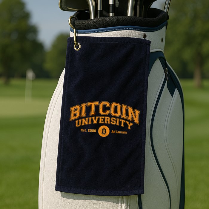 Bitcoin University To The Moon, Funny Distressed College BTC Golf Towel