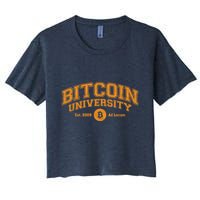 Bitcoin University To The Moon, Funny Distressed College BTC Crop Top