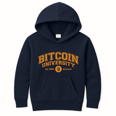 Bitcoin University To The Moon, Funny Distressed College BTC Kids Hoodie