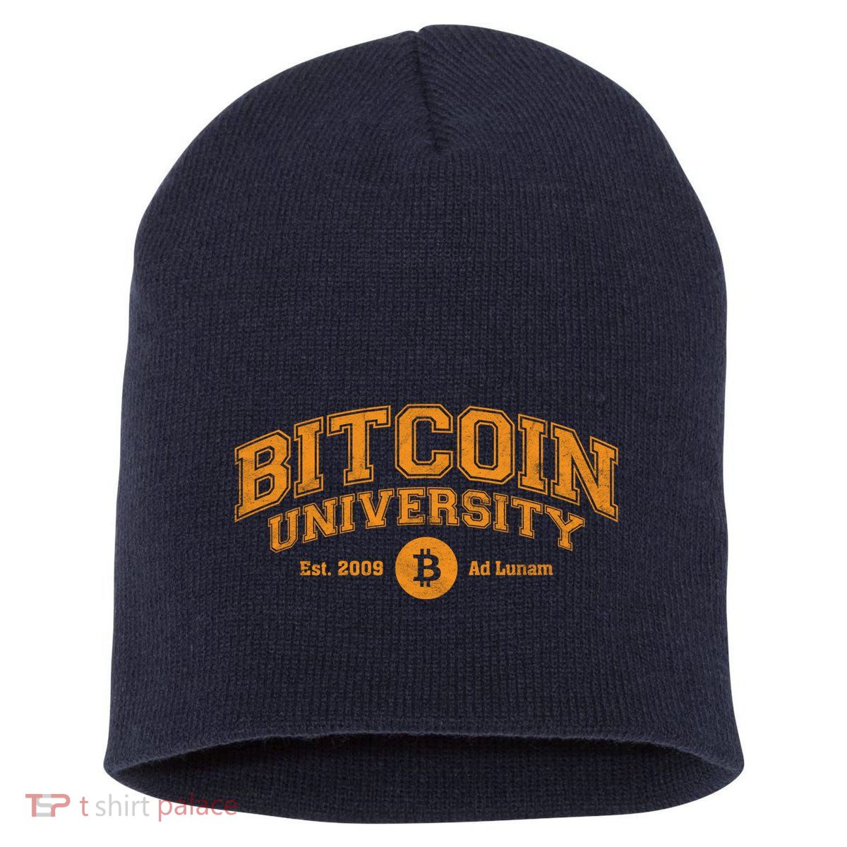 Bitcoin University To The Moon, Funny Distressed College BTC Short Acrylic Beanie