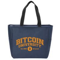 Bitcoin University To The Moon, Funny Distressed College BTC Zip Tote Bag