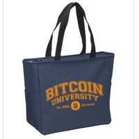 Bitcoin University To The Moon, Funny Distressed College BTC Zip Tote Bag