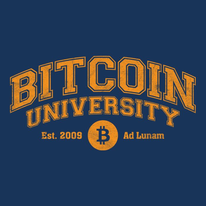 Bitcoin University To The Moon, Funny Distressed College BTC Zip Tote Bag