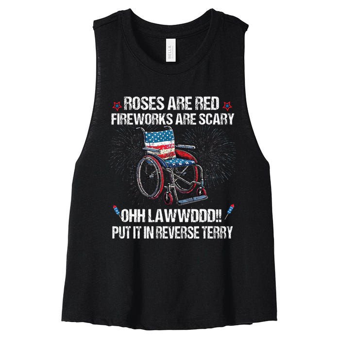 Back Up Terry Put It In Reverse Fireworks Fourth Of July Women's Racerback Cropped Tank