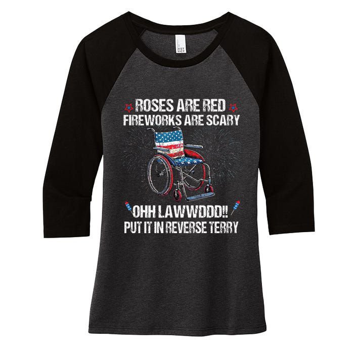 Back Up Terry Put It In Reverse Fireworks Fourth Of July Women's Tri-Blend 3/4-Sleeve Raglan Shirt