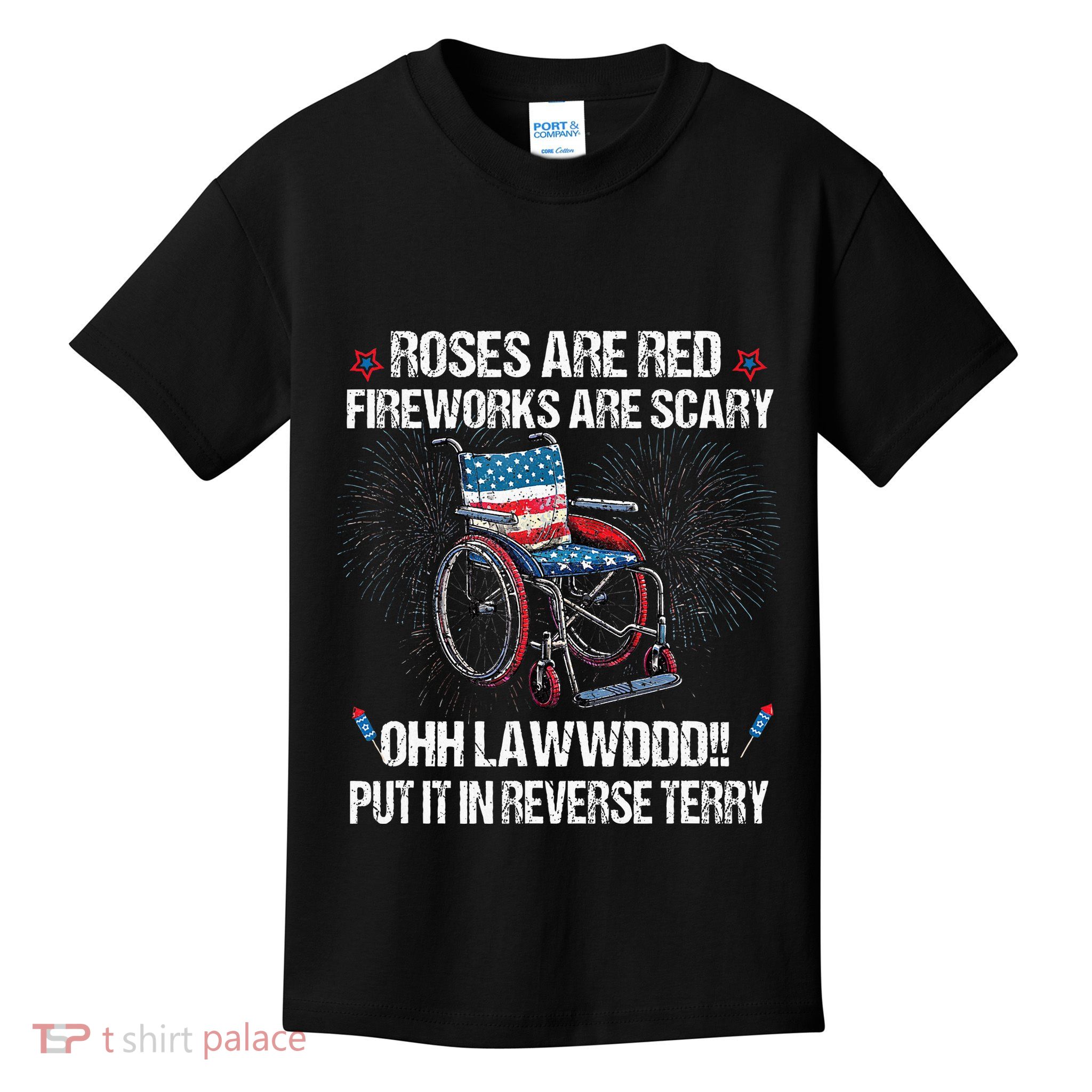 Back Up Terry Put It In Reverse Fireworks Fourth Of July Kids T-Shirt