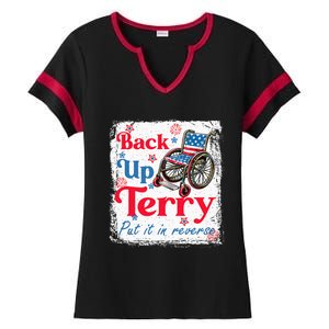 Back Up Terry Put It In Reverse Fourth Of July Usa Flag Ladies Halftime Notch Neck Tee