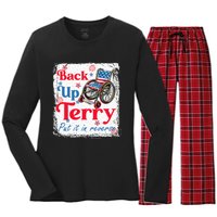 Back Up Terry Put It In Reverse Fourth Of July Usa Flag Women's Long Sleeve Flannel Pajama Set 