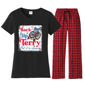 Back Up Terry Put It In Reverse Fourth Of July Usa Flag Women's Flannel Pajama Set