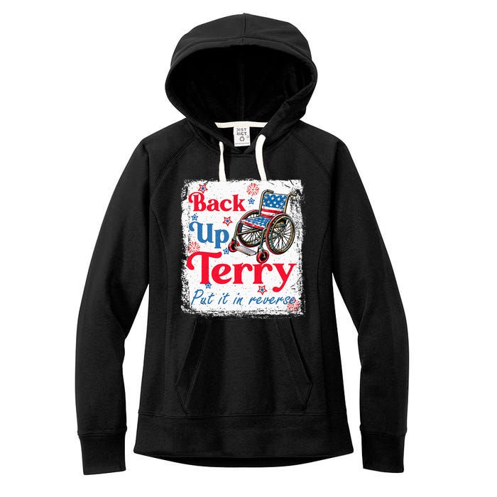 Back Up Terry Put It In Reverse Fourth Of July Usa Flag Women's Fleece Hoodie