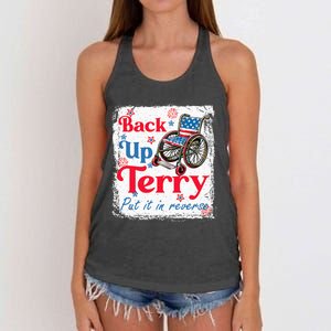 Back Up Terry Put It In Reverse Fourth Of July Usa Flag Women's Knotted Racerback Tank