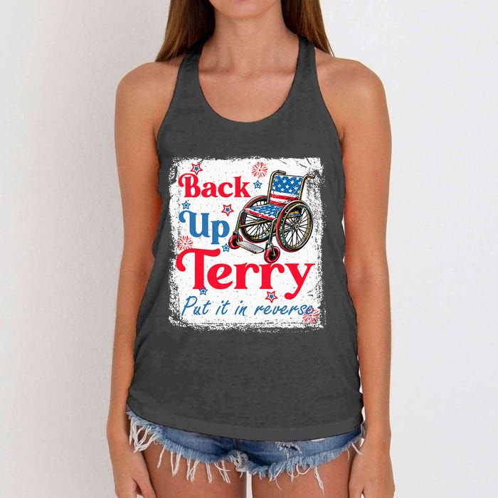 Back Up Terry Put It In Reverse Fourth Of July Usa Flag Women's Knotted Racerback Tank