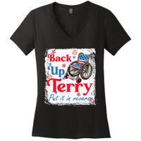 Back Up Terry Put It In Reverse Fourth Of July Usa Flag Women's V-Neck T-Shirt