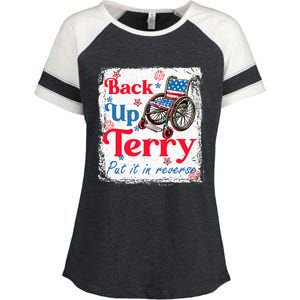 Back Up Terry Put It In Reverse Fourth Of July Usa Flag Enza Ladies Jersey Colorblock Tee