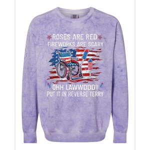 Back Up Terry Put It In Reverse Funny 4th Of July Distressed Colorblast Crewneck Sweatshirt