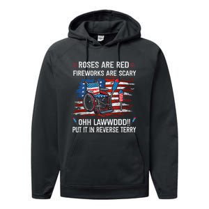 Back Up Terry Put It In Reverse Funny 4th Of July Distressed Performance Fleece Hoodie