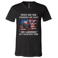 Back Up Terry Put It In Reverse Funny 4th Of July Distressed V-Neck T-Shirt