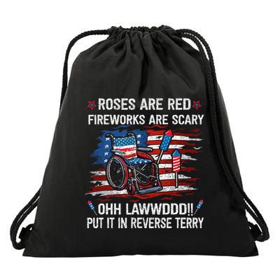 Back Up Terry Put It In Reverse Funny 4th Of July Distressed Drawstring Bag