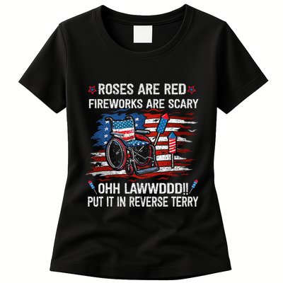 Back Up Terry Put It In Reverse Funny 4th Of July Distressed Women's T-Shirt
