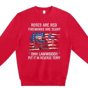 Back Up Terry Put It In Reverse Funny 4th Of July Distressed Premium Crewneck Sweatshirt