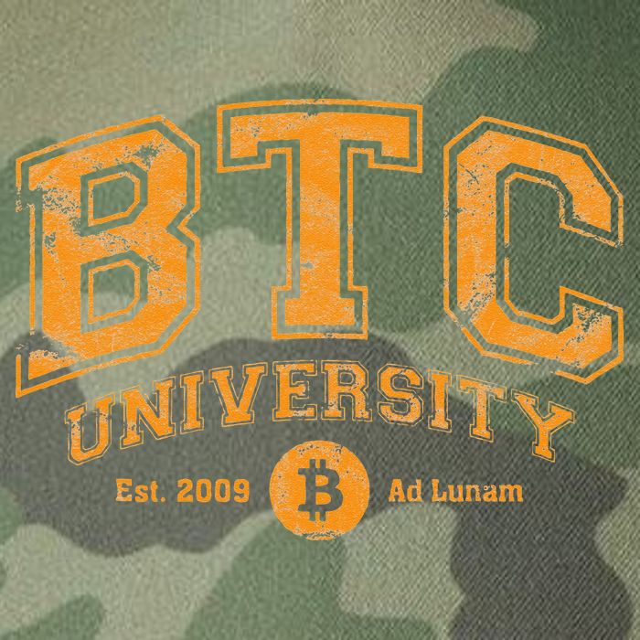 BTC University To The Moon Funny Distressed Bitcoin College Legacy Tie Dye Trucker Hat