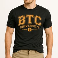 BTC University To The Moon Funny Distressed Bitcoin College Performance Shirt
