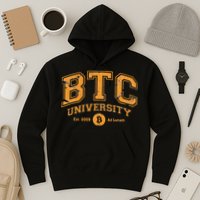 BTC University To The Moon Funny Distressed Bitcoin College Hoodie