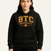 BTC University To The Moon Funny Distressed Bitcoin College Hoodie
