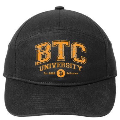BTC University To The Moon Funny Distressed Bitcoin College 7-Panel Snapback Hat