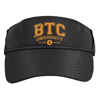 BTC University To The Moon Funny Distressed Bitcoin College Adult Drive Performance Visor