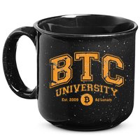 BTC University To The Moon Funny Distressed Bitcoin College 15oz Campfire Ceramic Mug