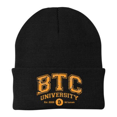 BTC University To The Moon Funny Distressed Bitcoin College Beanie